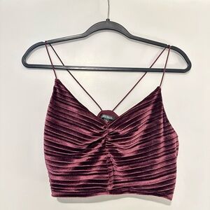 Wild Fable Velvet Strappy Crop Top in Rich Maroon